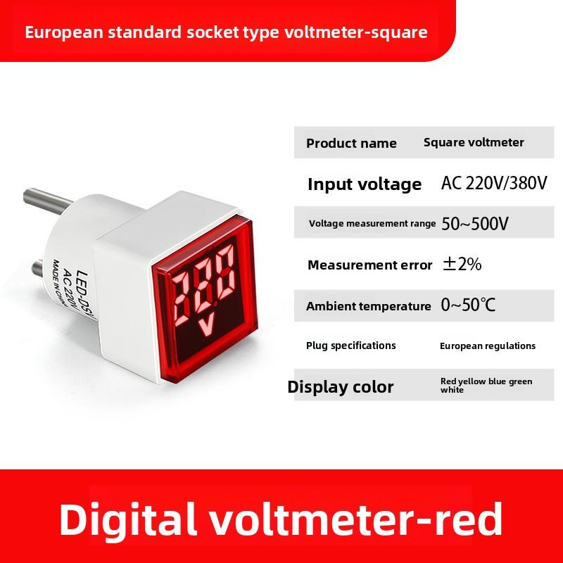 Digital AC Voltmeter Indicator, Digital Voltmeter, No Wiring Required, Euro Plug, Voltage Measurement RangeAC220V/230V