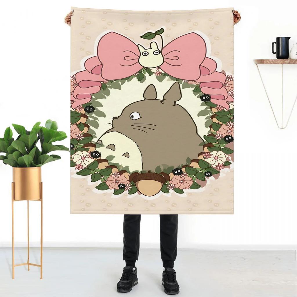 Fluffy Anime Totoro Throw Blanket for Sofa Knee Soft Luxury Home Decor Throws Cute Childrens Garden Bed Blankets