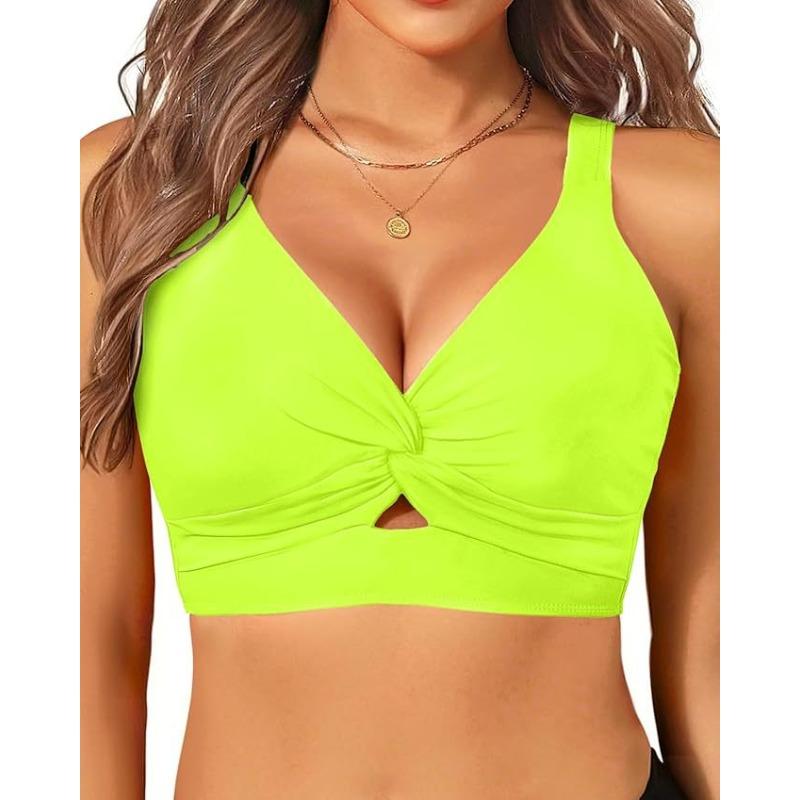 Women's bikini new swimsuit seaside vacation casual neck top