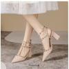 Summer Versatile Pointed Rivet Shoes Pointed Head Sandals Women Wear Fashionable and Comfortable Retro Women's Shoes