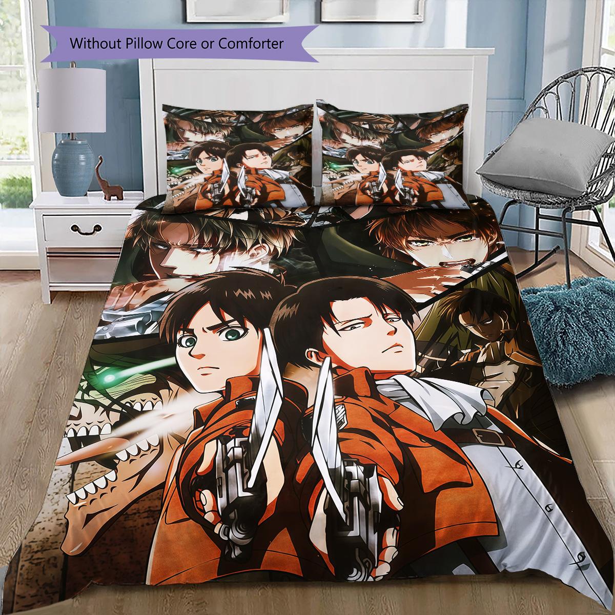 

Mikasa Ackerman Bedding Set, 1 Duvet Cover & 2 Pillowcases, Cozy Home, Great Gift for Attack on Titan Fans 135x200cm