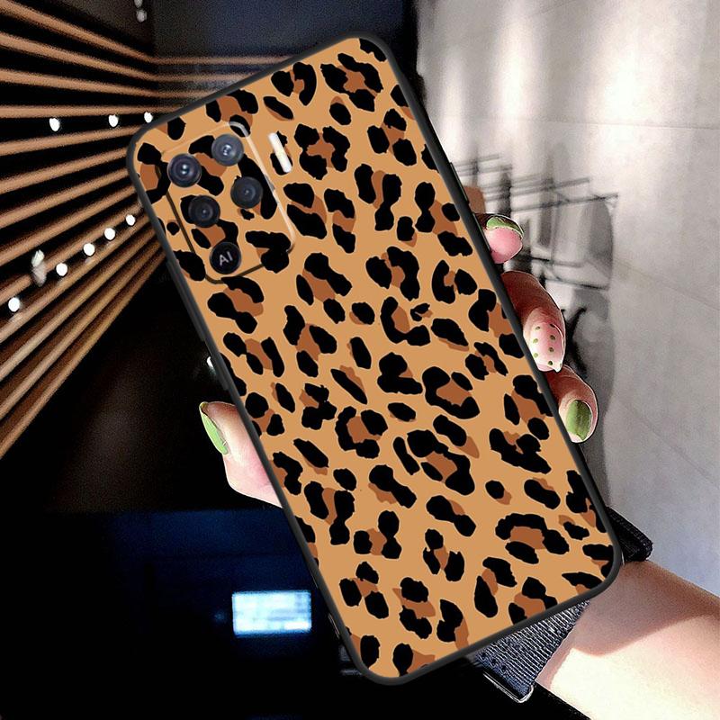 Tan Leopard Case For Oppo A78 A98 A18 A38 A58 A60 A80 A40 A77 A57 A17 A74 A54 A94 A96 A76 A16 A15 A5 Pro