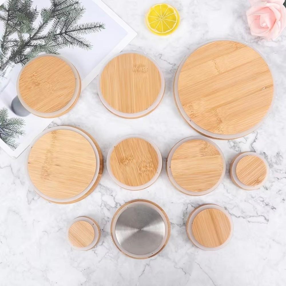 Reusable Bamboo Lids Non Leakage Jar Canning Caps Portable Wooden Covers  Drinking Jar Supplies