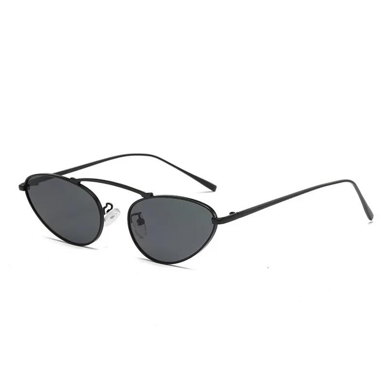 Fashion Luxury Cat Eye Sunglasses for Women Unique Small Oval Metal Frame Brand Design Eyewear UV400 Sunglasses Lentes De Sol