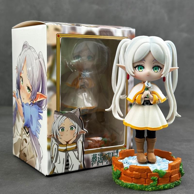 Cute Q Version Frieren & Fern Anime Figure Magic Girl Standing Figurine Decor Model