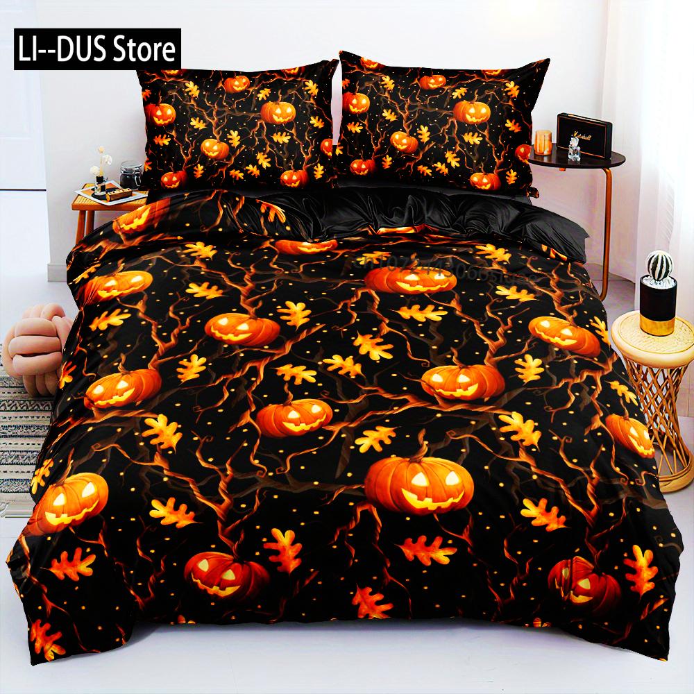 

Comforter 3D Halloween Print Vines Surround The Pumpkin Lantern Patterned Bedding Set(Size 135X200 Only 1 ) Comforter (quilt)-EU Single(135*200cm)3pcs