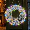 Diamond Sticking Diamond Art Wreath With LED String Light Hanging Wreath  Holiday Gift