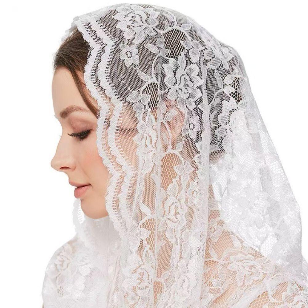 Thin Bride Mantilla White Head Covering Traditional Church Shawl  Headdress