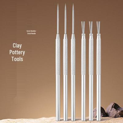 Ceramic Texture Brush & Aluminum Needles for DIY Clay Sculpture Crafting