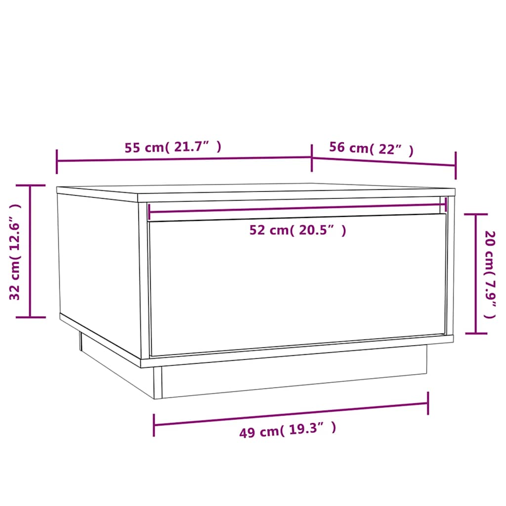 White Coffee Table 55 x 56 x 32 cm Solid Pine Wood
