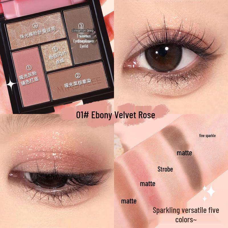 Mingxi Zhi Five-Color Matte & Pearlescent Earth Tones Eyeshadow Palette - Multi-use Contour Palette for Women
