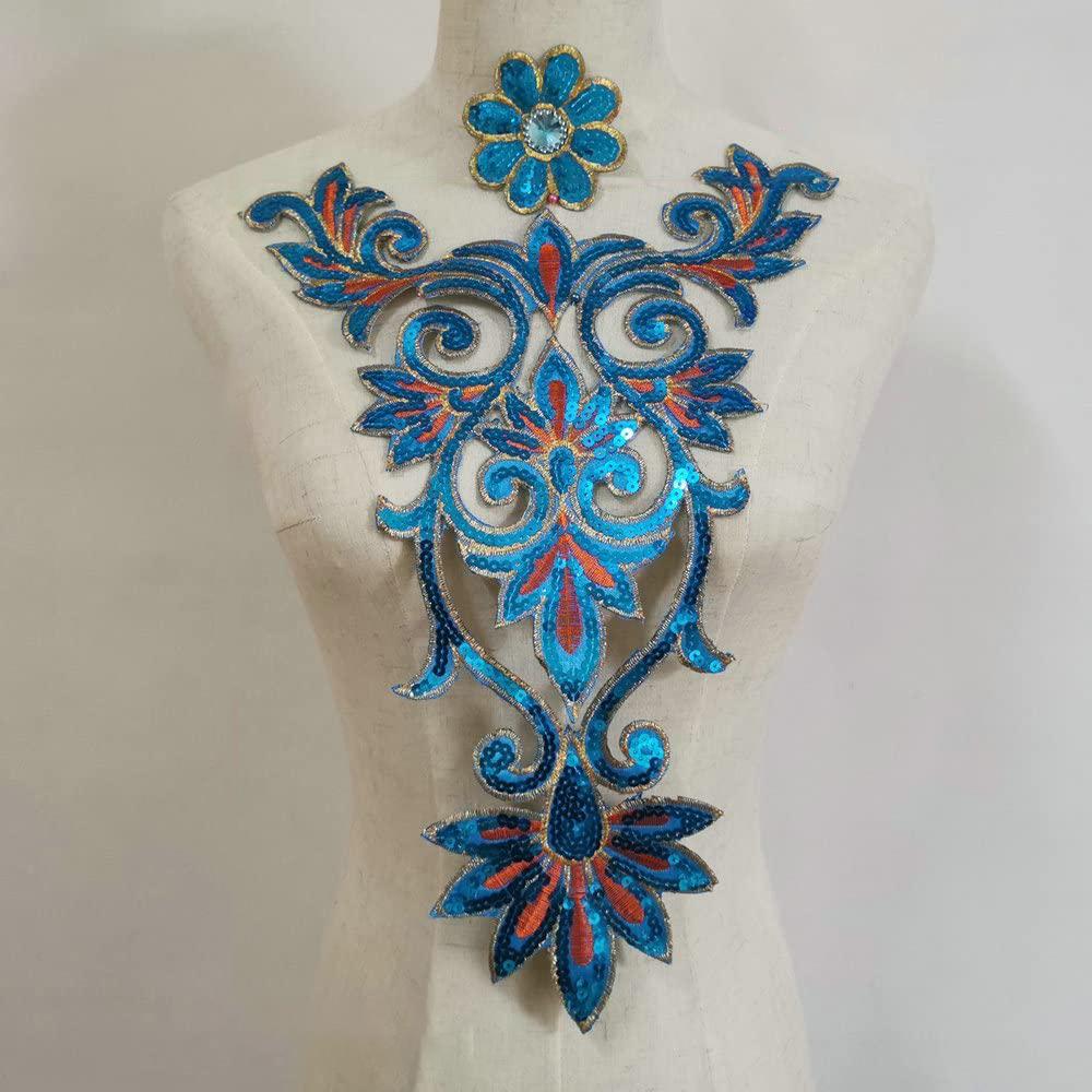 1 buc Guler decolteu cu paiete, Aplicații brodate, Decorațiune petic pentru haine