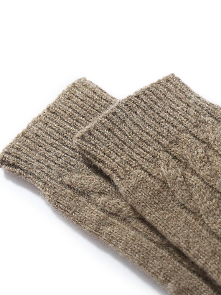 Pure Wool Knit Mittens Autumn Winter Fingerless Gloves Cable Seamless Comfy Warm 100 Wool Thumb Hole Mitts Unisex