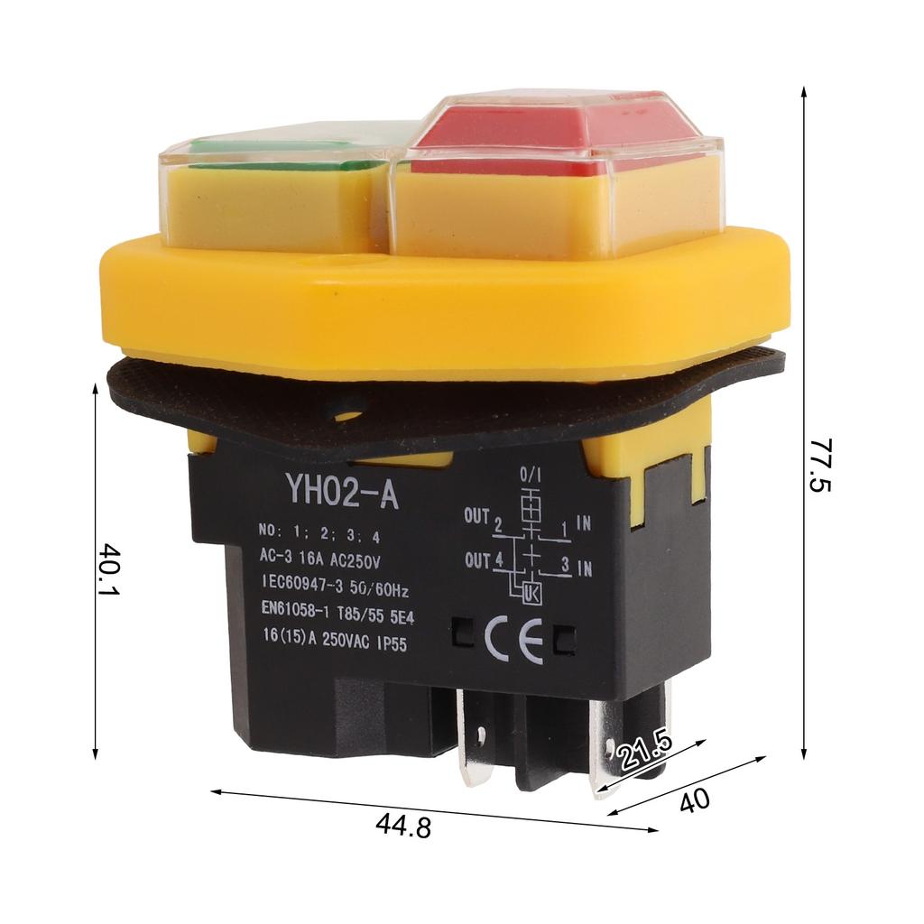 AC220V Pushbutton Switch Waterproof Pushbutton Switch User-friendly Design Enhanced Safety IP55 Protection Level