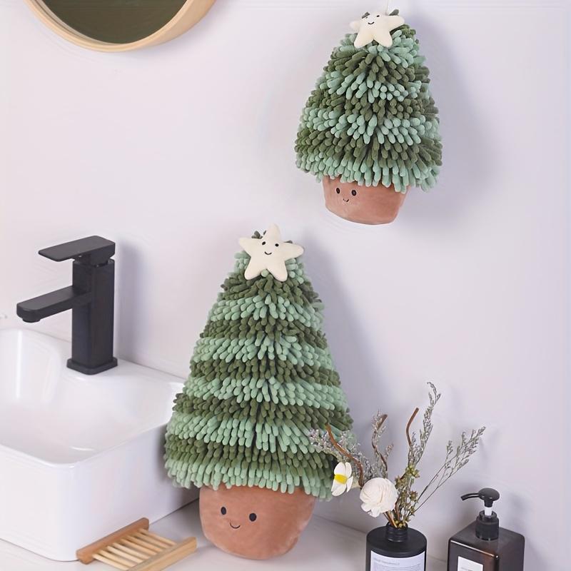 Christmas Hand Towel - Cute Super Absorbent Quick-Dry Decor with Adorable Cartoon Tree Design, Perfect for Home & Holiday Decor