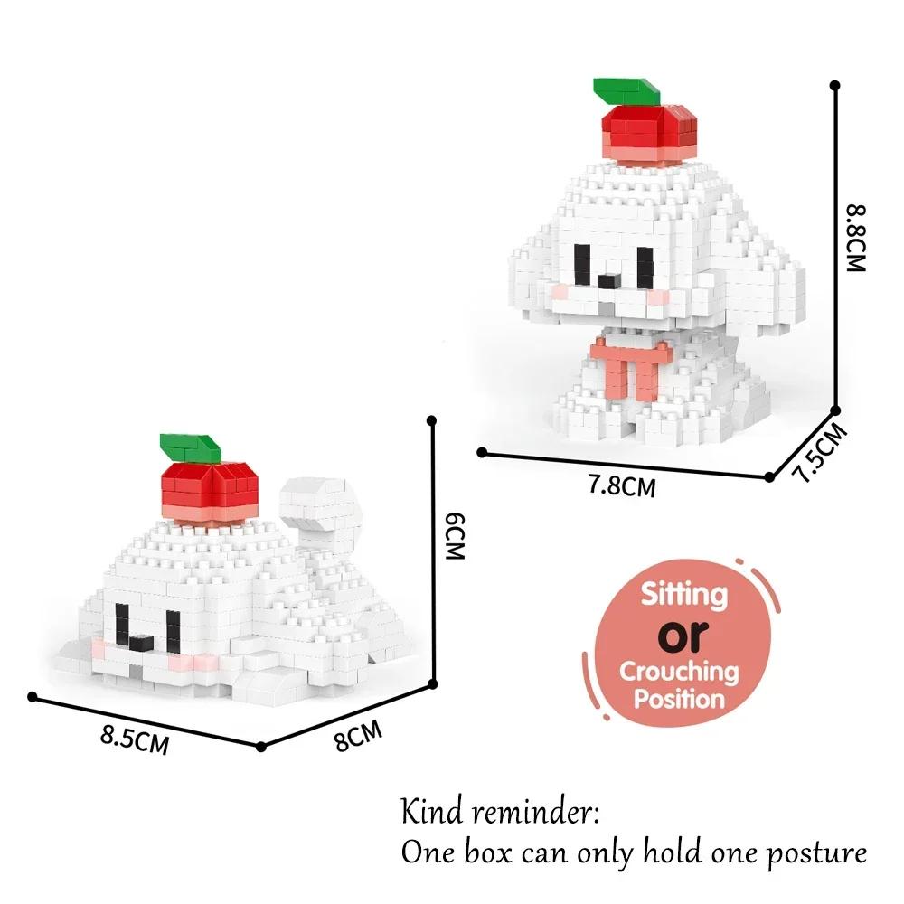 Knew Built Cute White Dog Micro Mini Building Blocks Toy Set Build One of Two Adorable Style Multiple Color for Endless Fun Gift