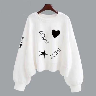 New Spring and Autumn Fashion Trend Simple Round Neck Print Casual Loose Thread Long Sleeve Student Oversized Sweater