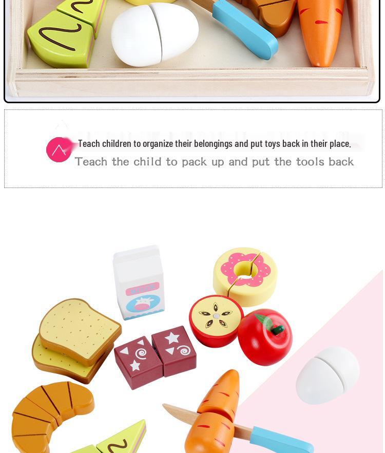 Wooden Pretend Play Kitchen Set: Children's Fruit and Vegetable Cutting Toy