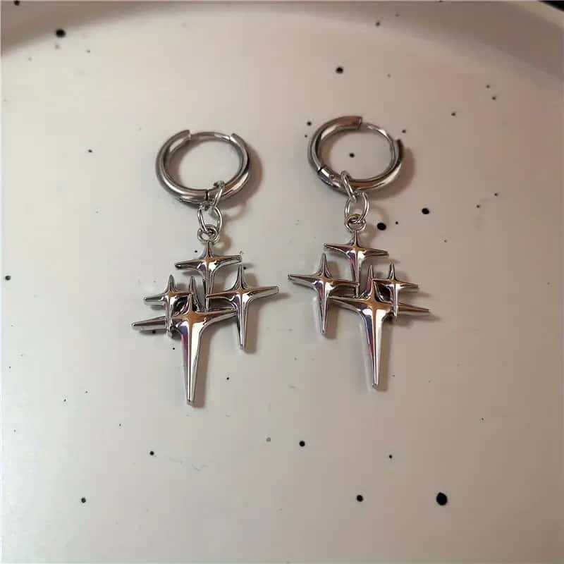 Geometric Star Earrings Alloy Pendant Gothic Retro For Women