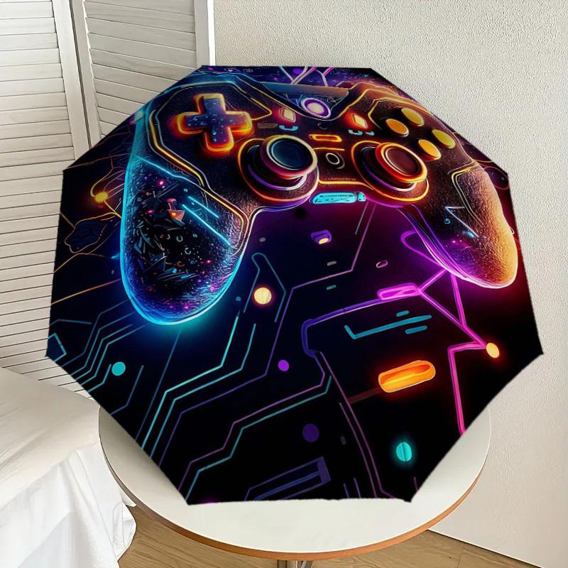 1PC gamepad technology Umbrella-8-Rib Reinforced Portable Folding Travel Suitable for All Seasons Outdoor Daily Use  -J0348