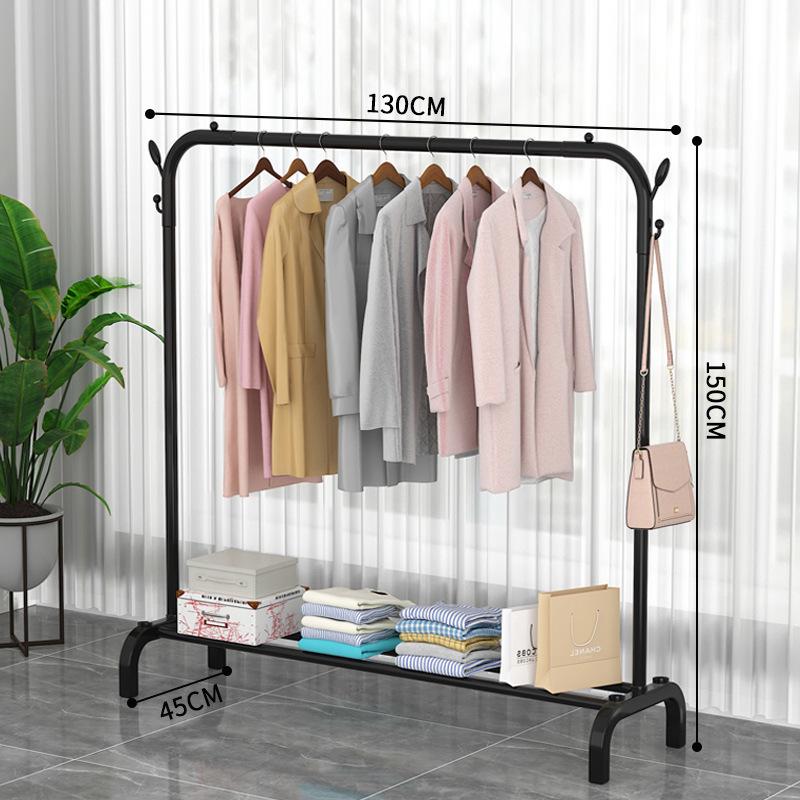Indoor Double-Rod Floor-Standing Clothes Rack for Balcony or Bedroom