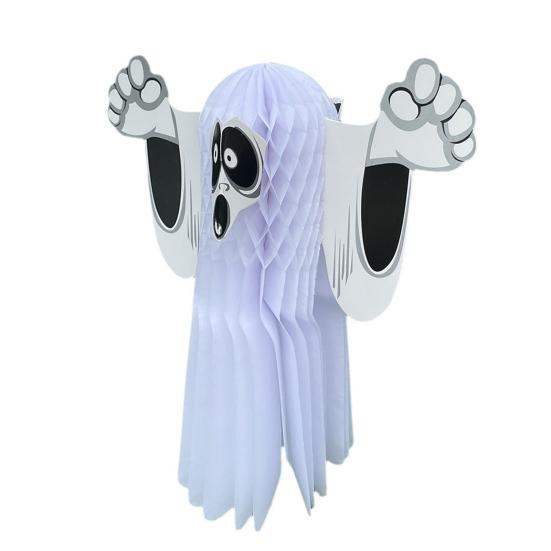 Halloween Ghost Decoration Hanging Honeycomb Tissue Paper Ghost Creepy Flying Ghost Ornament for Yard Patio Porch Tree Halloween Party Favors