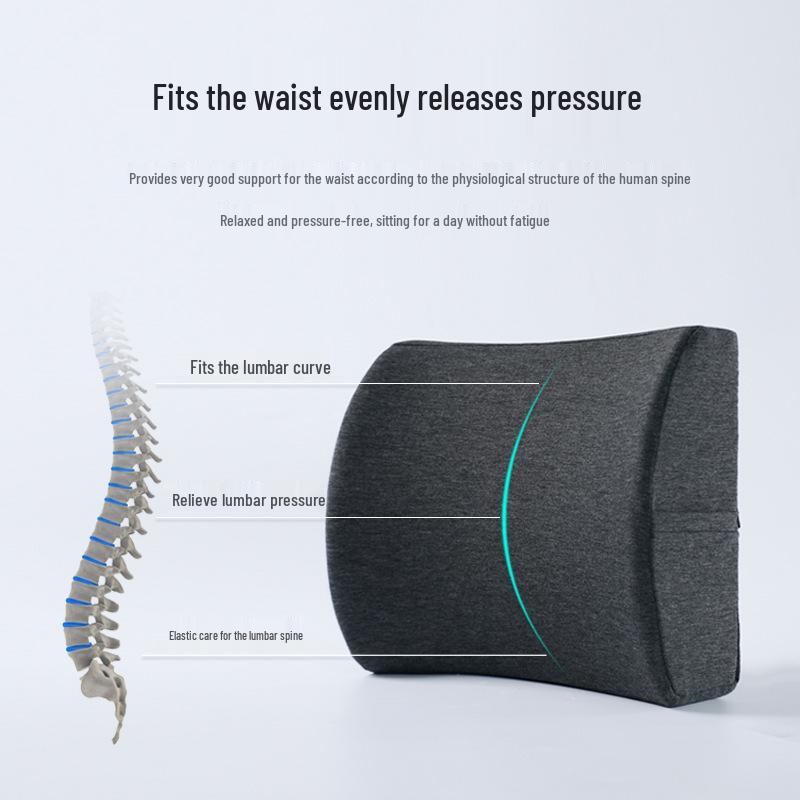 Memory Foam Lumbar Support Cushion for Office Chair and Car Seat - Slow Rebound Pad