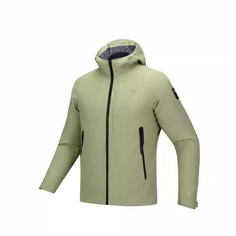 Anta Training Series Solid Color Zipper Hooded Casual Waterproof Wear-Resistant Jacket Men Jackets Moss-Green 152517625-7