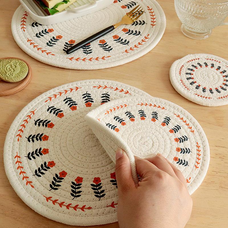 Wärmedämmkissen aus bedruckter, gewebter Baumwolle im nordischen Stil, Untersetzer für Essgeschirr, Schüsselunterlage, Auflaufform, Untersetzer für Teekanne, Verbrühungsschutz, Tischset