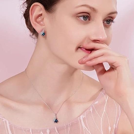 Angel Wings Platinum Plated Crystal Pendant Necklace Jewellery Set Gifts for Women and Girls Valentine Gift for Girlfriend