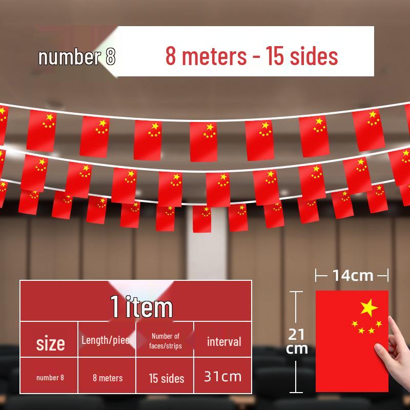 Fio de Bandeiras Nacionais Pequenas da China - Decoração Suspensa para o Dia Nacional, Bandeira de Festa Bandeira Vermelha de Cinco Estrelas