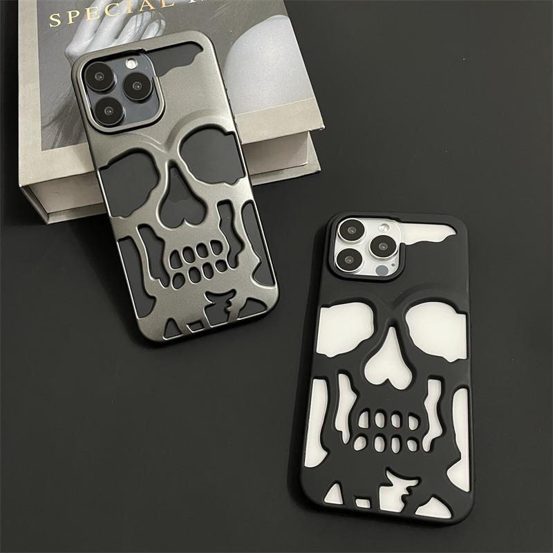 Cool Hollow Heat Dissipation Cool Skull Ghostfa Plating Phone Case For iPhone 17 16 Pro Max 15 14 Plus Air Fashion Slim Cover