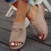 Women's Plus Size Casual Fashion Comfortable Elegant Simple Thick Platform Versatile Heart Rhinestone Wedge Outdoor Beach Open Sandals, Women Shoes