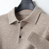 Wool Men Lapel Pullover Long Sleeve Polo Neck Sweaters Loose Knit Clothing Large Size Shirt