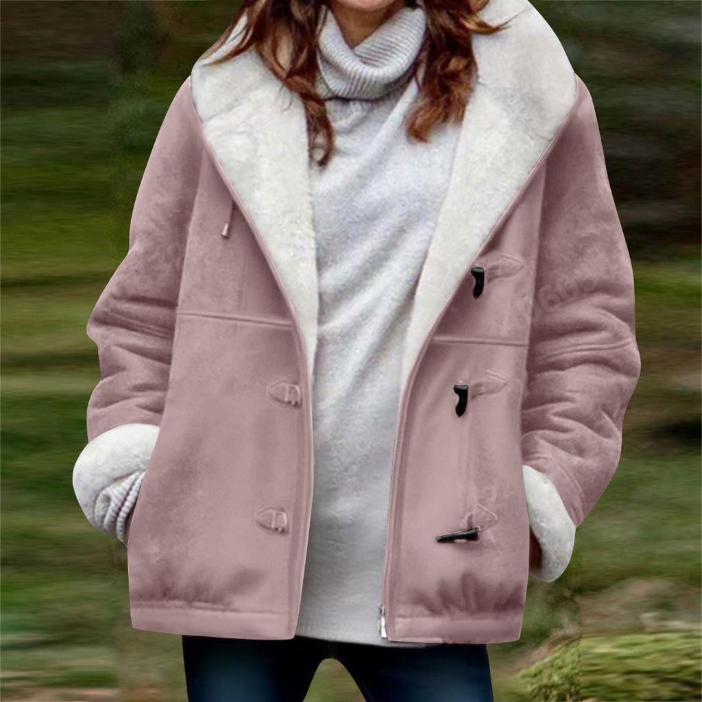 New Women's Casual Loose Solid Color Fleece Thickened Warm Coat For Fall Winter, European & American Style Crossborder Outerwear