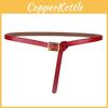 Genuine Leather Narrow Belt For Dresses With Silver Alloy Clasp For Office Outfits