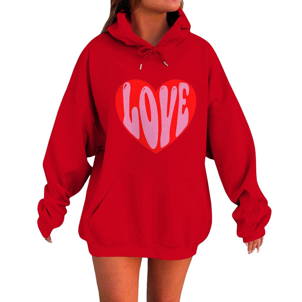 Women's Loose Comfortable Casual Fashionable Love Printed Long Sleeved Sweatshirt