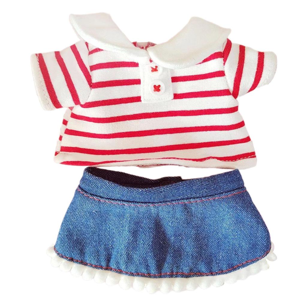 Doll T Shirt+Denim Skirt Soft Costume Outfits for 20cm Dolls Thanksgiving Gifts Birthday Gifts New Year Gifts Halloween Gifts