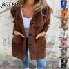 Women's Vintage Casual Solid Color Print Autumn Winter Long Sleeve POLO Neck Jacket International Designs & Coats
