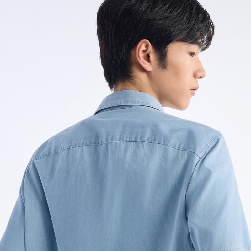 JOEONE Men's Short Sleeve Denim Shirt