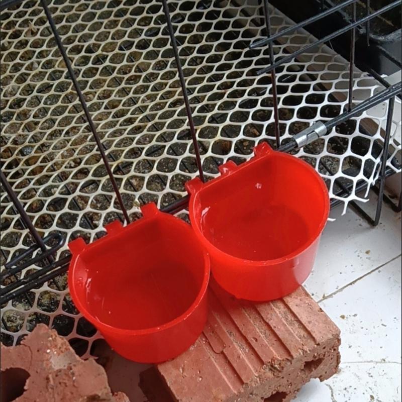 20pcs Hanging Chickens Rabbit Feeders With Hook Plastic Poultry Coop Feeder Water Drinker Feeders Feeder Cage Cups Watering