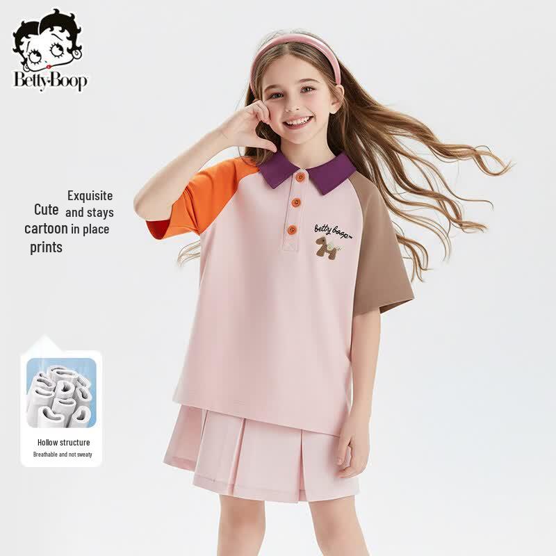 Beity Girls' Ice Cotton Polo Short-Sleeve T-Shirt