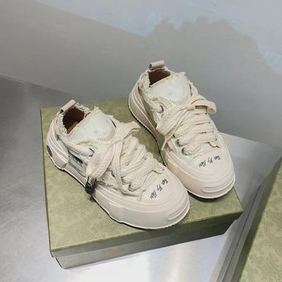 Damen Stilvolle 2022 Sommer Schnür-Canvas-Sneakers - Wu Jianhao Inspiriert, Dicksohlige, Open-Mouth-Design
