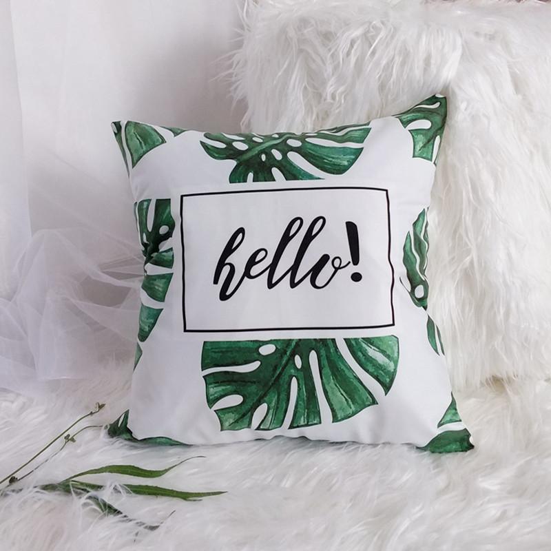 

Nordic Style Green Plant Green Leaf Pillowcase Small Fresh Ins Style Simple Car Sofa Cushion Pillowcase Without Core 45*45cm