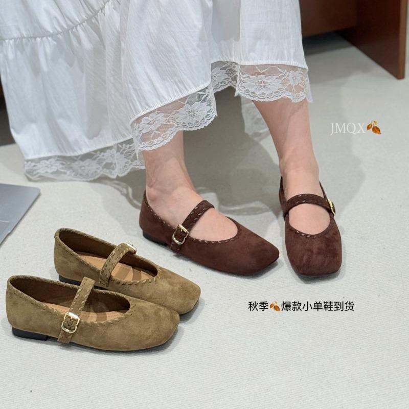 Flat bottom one-pedal Mary Jane shoes children with skirts spring new shallow commuter grandma single shoes