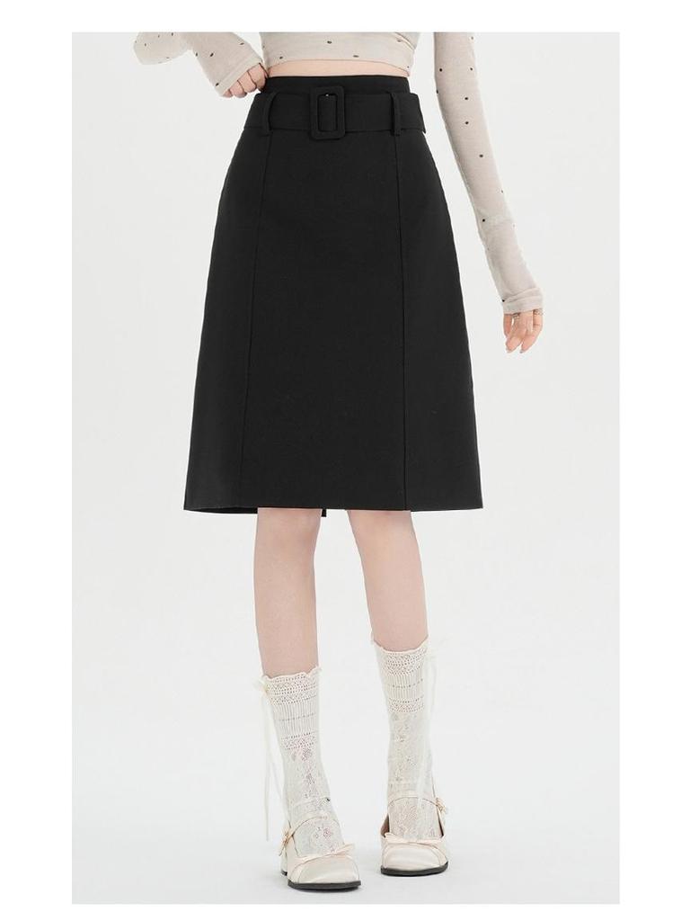 Elegant Gray High-End Midi Skirt: Women's Slim-Fit A-Line for Spring/Summer