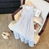 Rochie de vară pentru femei 2025 Petite cu buline, fără mâneci – Stil pauză de ceai franțuzesc, Design lung subțiere