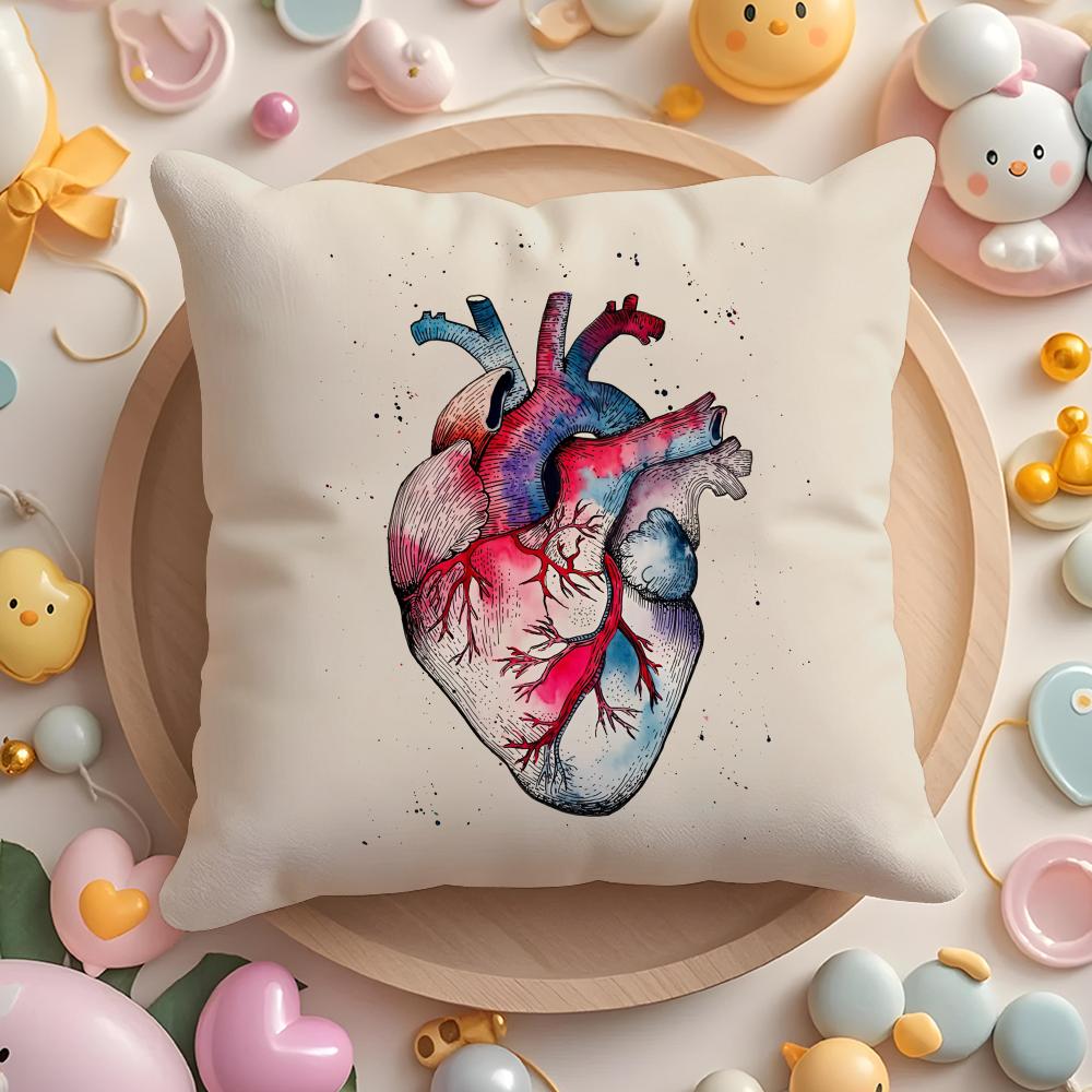 Heart Art Cushion Cover Short Plush DoubleSided Printing Home Machine Washable In Warm Winter Pillow Cover