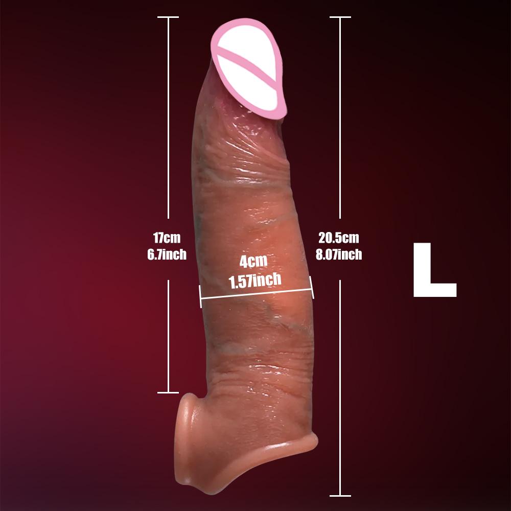 Reusable Enlarger Soft Realistic Penis Sleeve Big Growth Real Silicone Dick Delayed Ejection Extend Cock Condom Sex Toys For Man