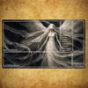 Veiled White Wing Angel TCG Playmat 35X60CM Dress Gothic Sword Magic Card Mat Non-Slip Durable Stitched Edge Tabletop Playmat